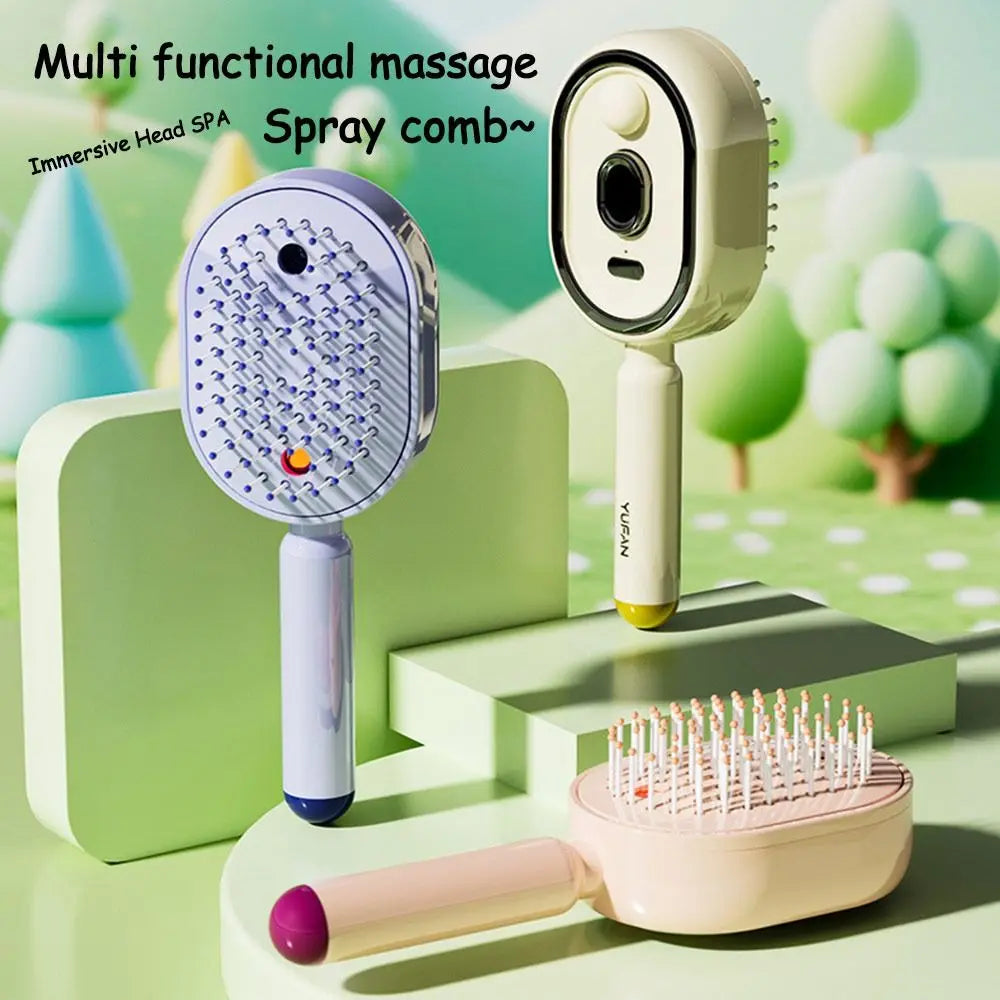 Portable Electric Hair Care Spray Massage Comb Anti-Static Self-Cleaning Hairbrush Spray Airbag Combs Women Girls